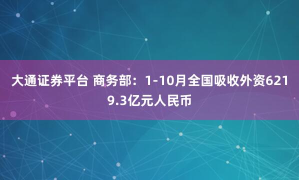 大通证券平台 商务部：1-10月全国吸收外资6219.3亿元人民币