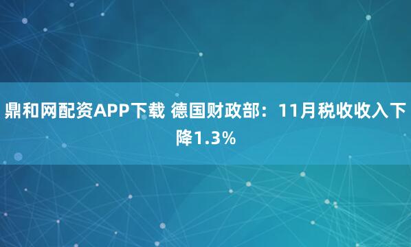 鼎和网配资APP下载 德国财政部：11月税收收入下降1.3%